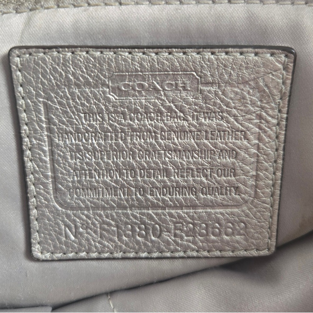 Coach Park Metro Tote Women Large Pewter Metallic Leather Purse - Picture 7 of 12